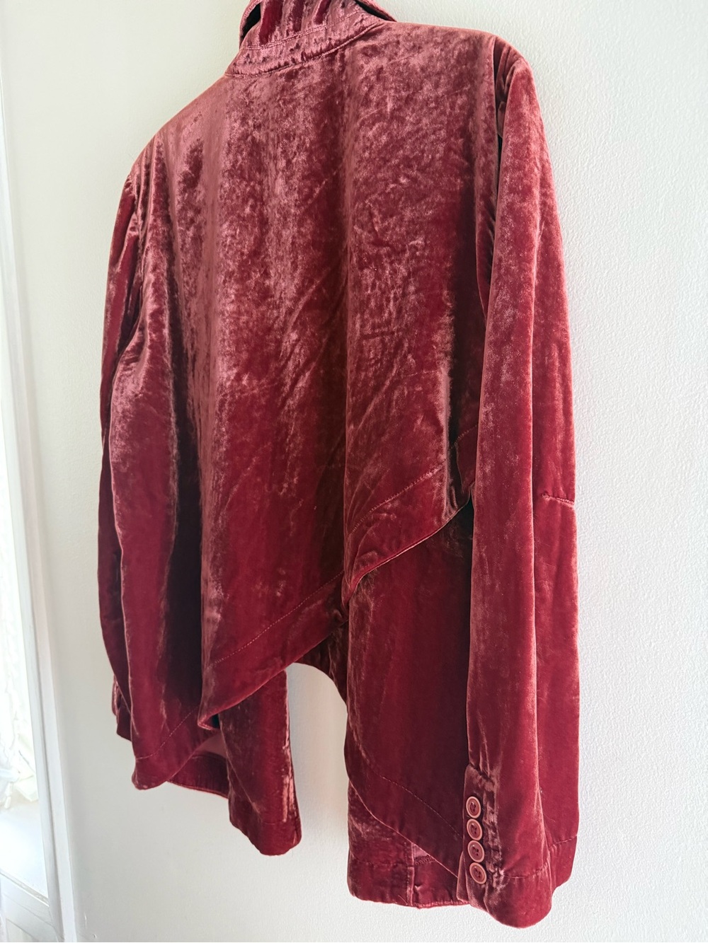 Anthropologie Velvet Criss-Cross Blazer Jacket in Wine L - Picture 7 of 13